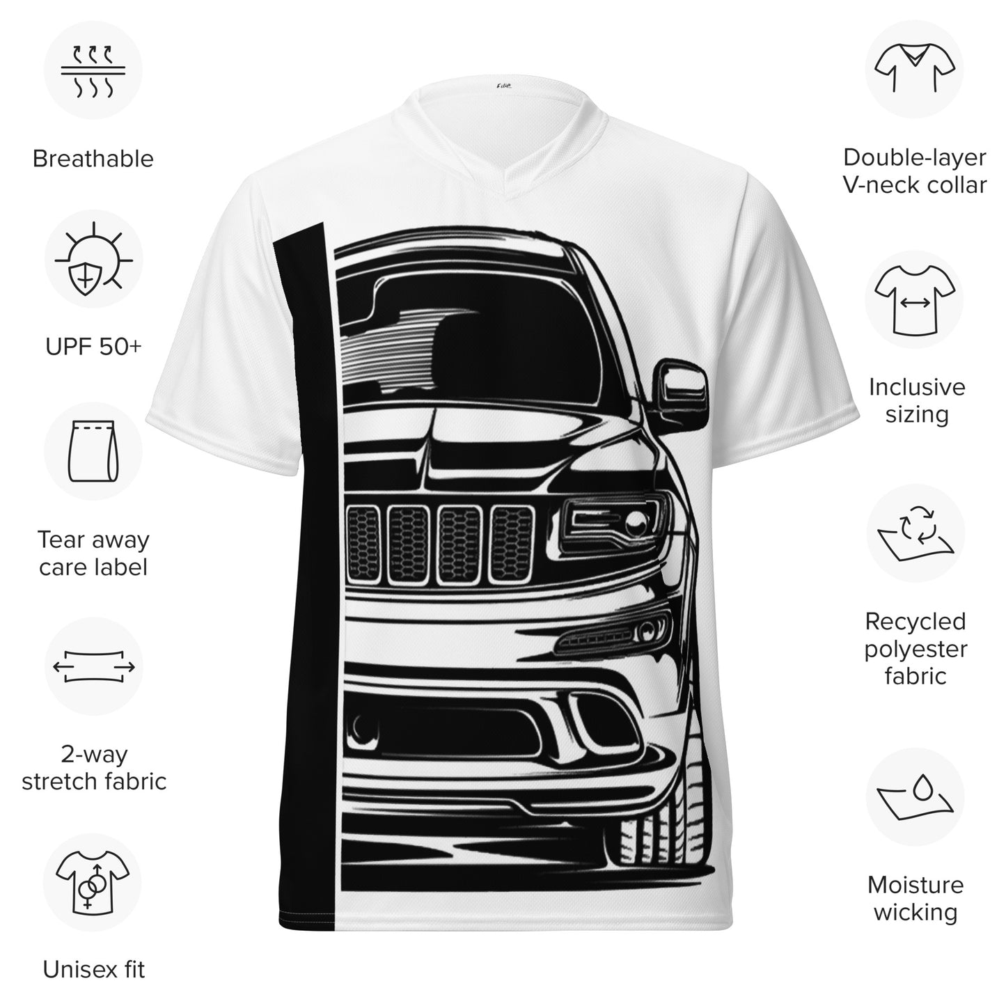 Maillot, t-shirt Grand Cherokee all over unisexe