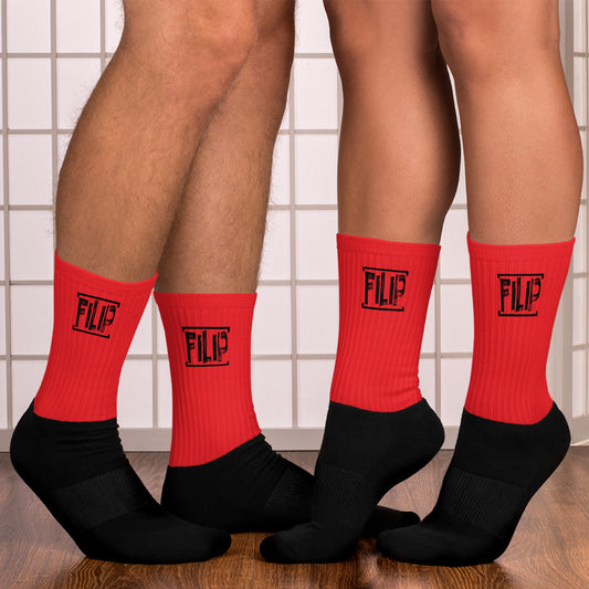 Chaussettes Filip unisexe noire et rouge