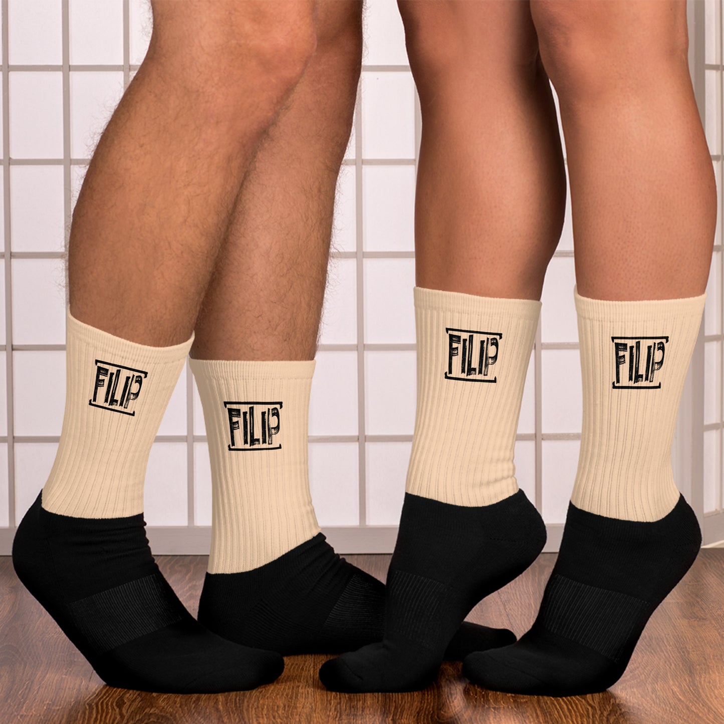 Chaussettes Filip unisexe noire et beige