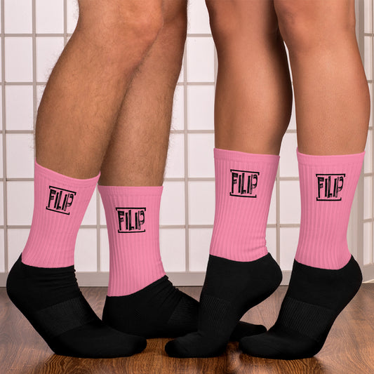 Chaussettes Filip unisexe noire et rose
