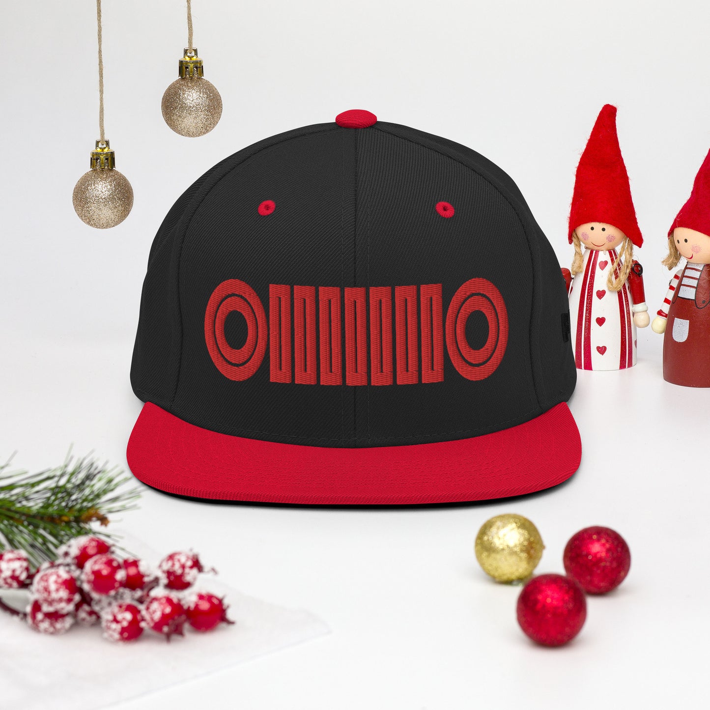 Casquette plate baseball, couleur noir et rouge