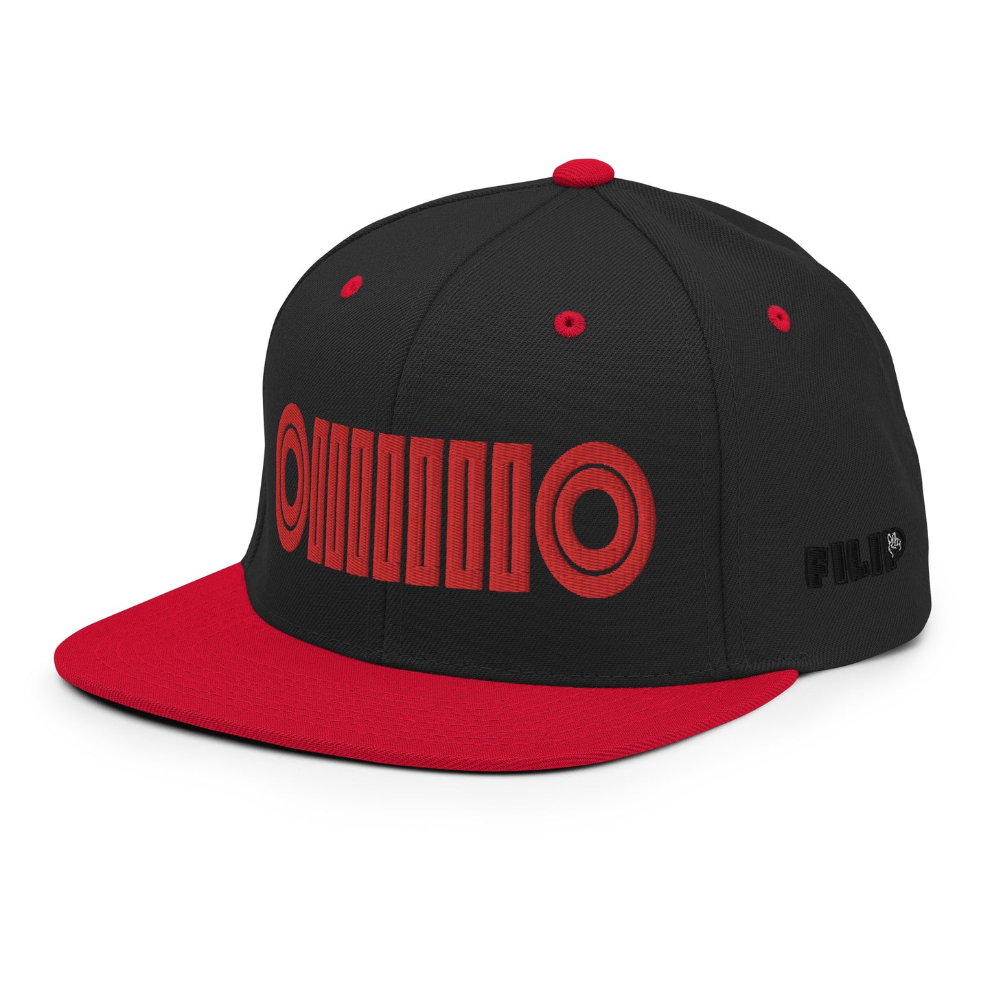 Casquette plate baseball, couleur noir et rouge