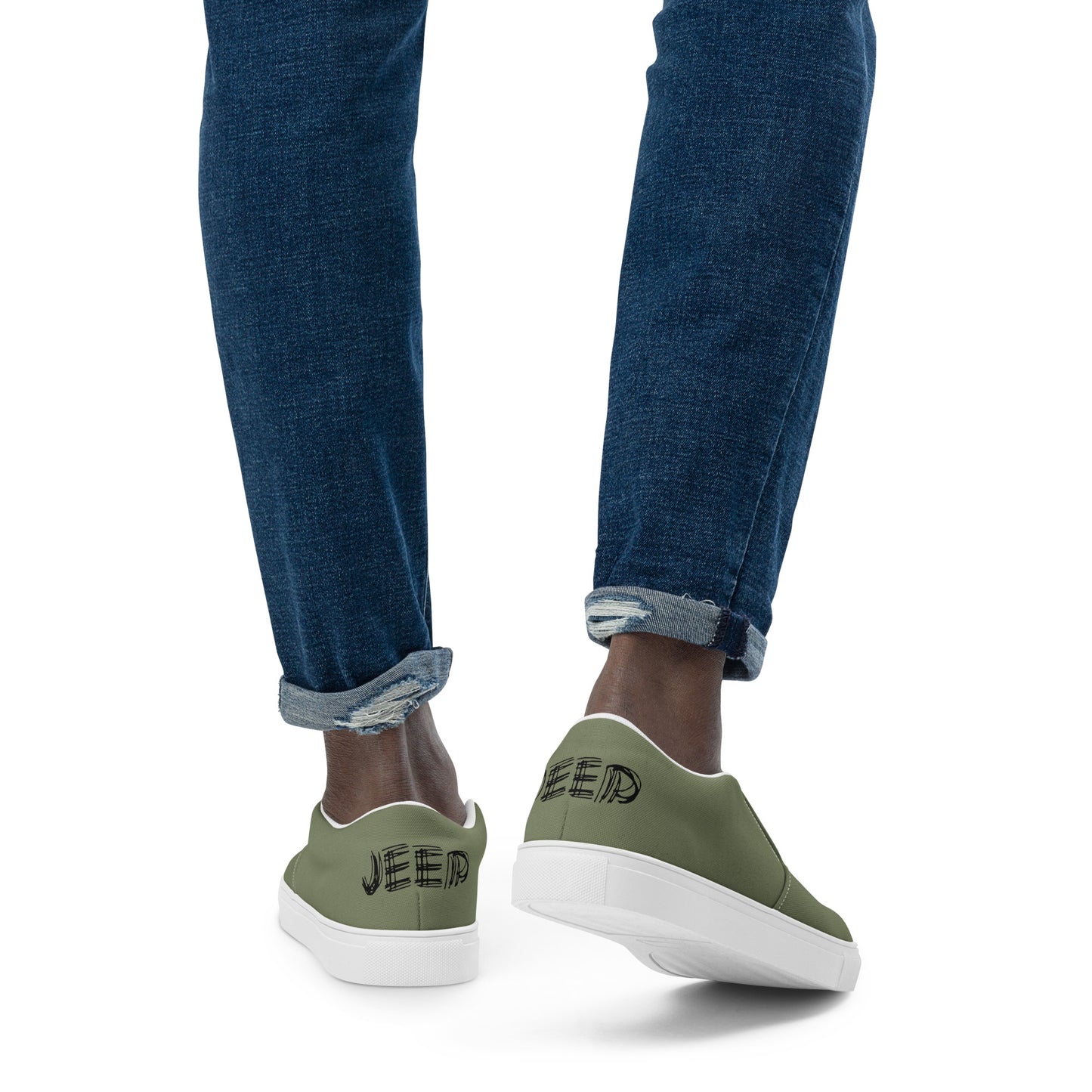 Tennis en toile Jeep sans lacets pour homme, couleur : verte