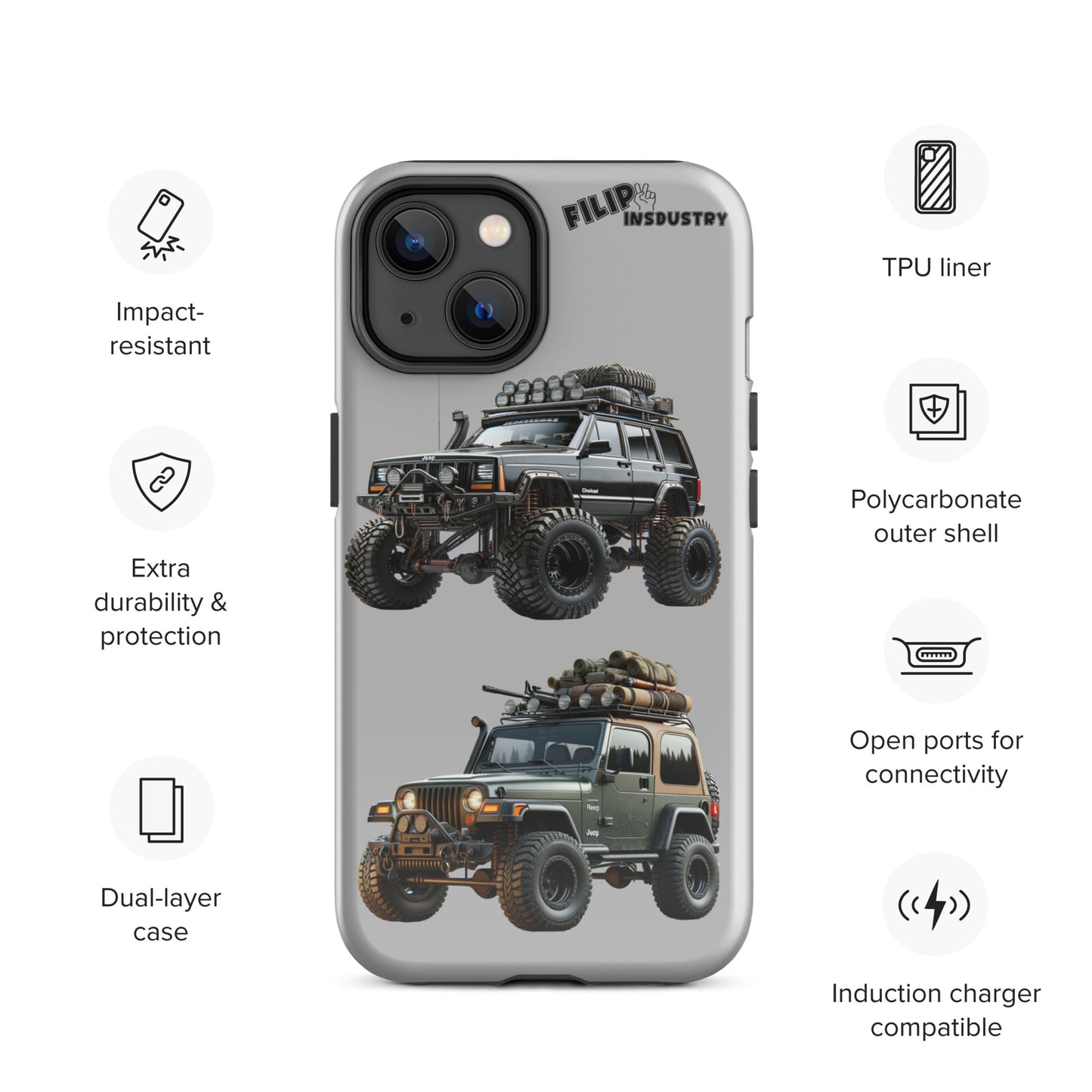 Coque d'iPhone® rigide pour Jeeper avec une TJ et un XJ