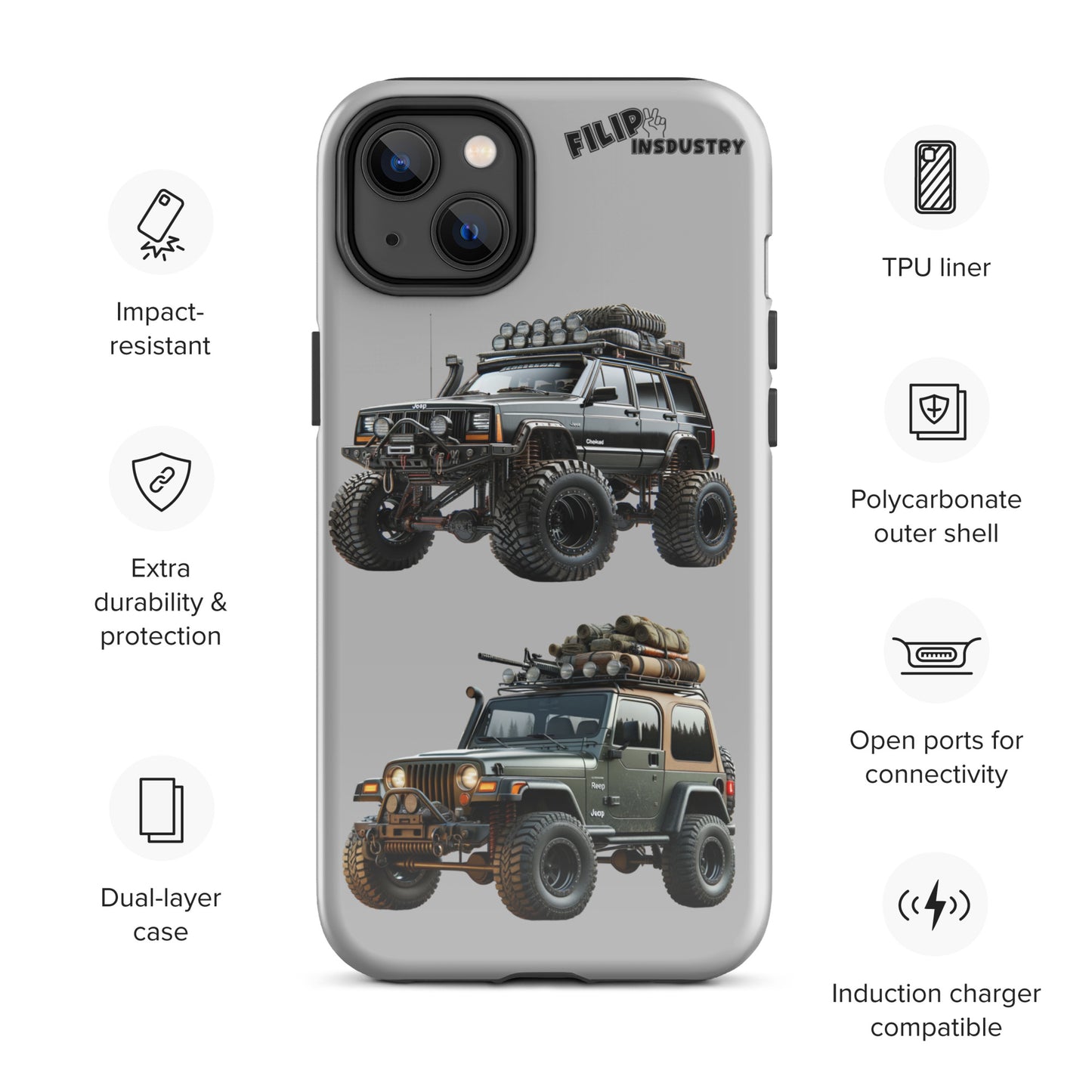 Coque d'iPhone® rigide pour Jeeper avec une TJ et un XJ