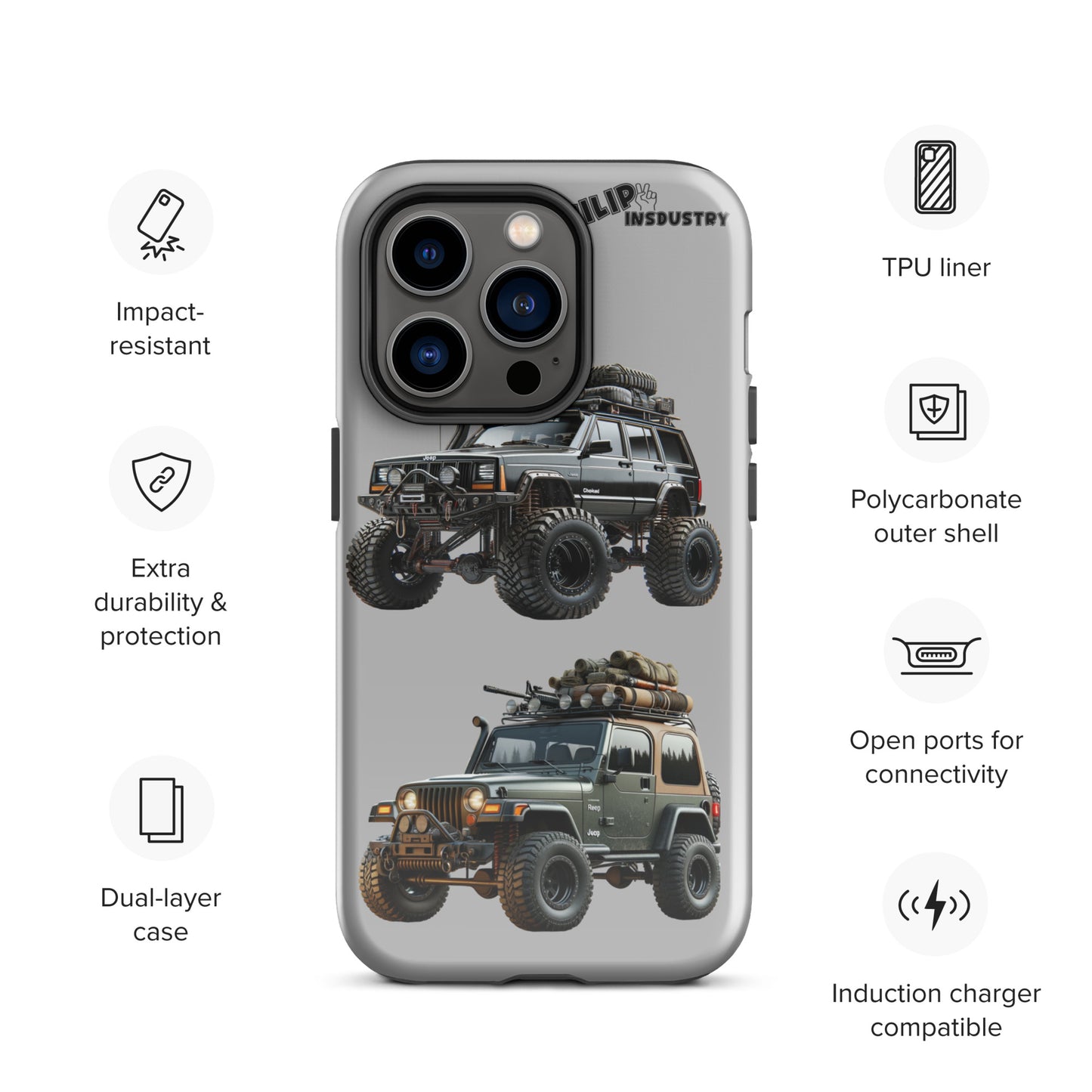 Coque d'iPhone® rigide pour Jeeper avec une TJ et un XJ