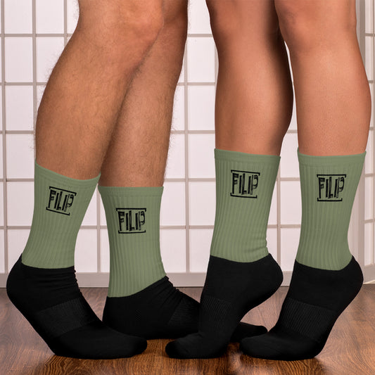 Chaussettes Filip unisexe noire et vert kaki