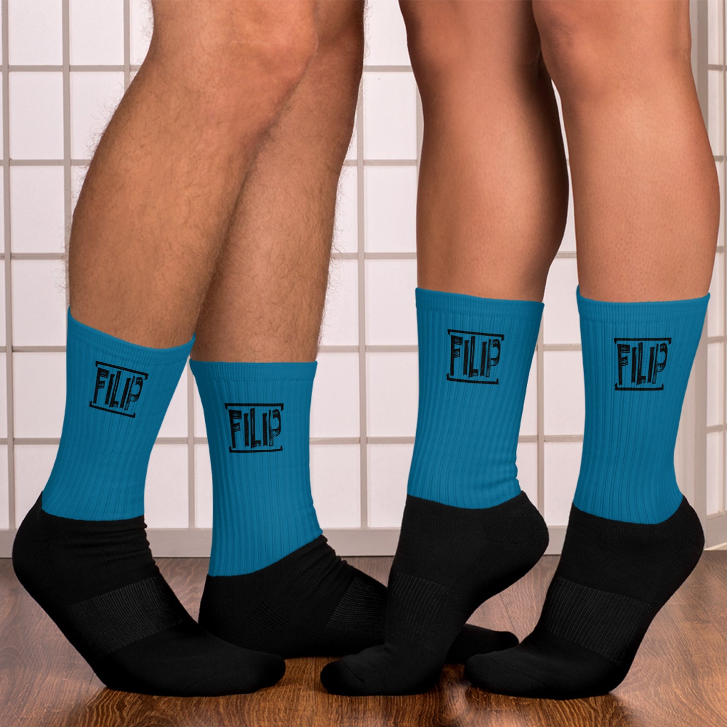 Chaussettes Filip unisexe noire et bleu