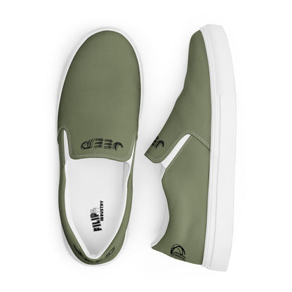 Tennis en toile Jeep sans lacets pour homme, couleur : verte