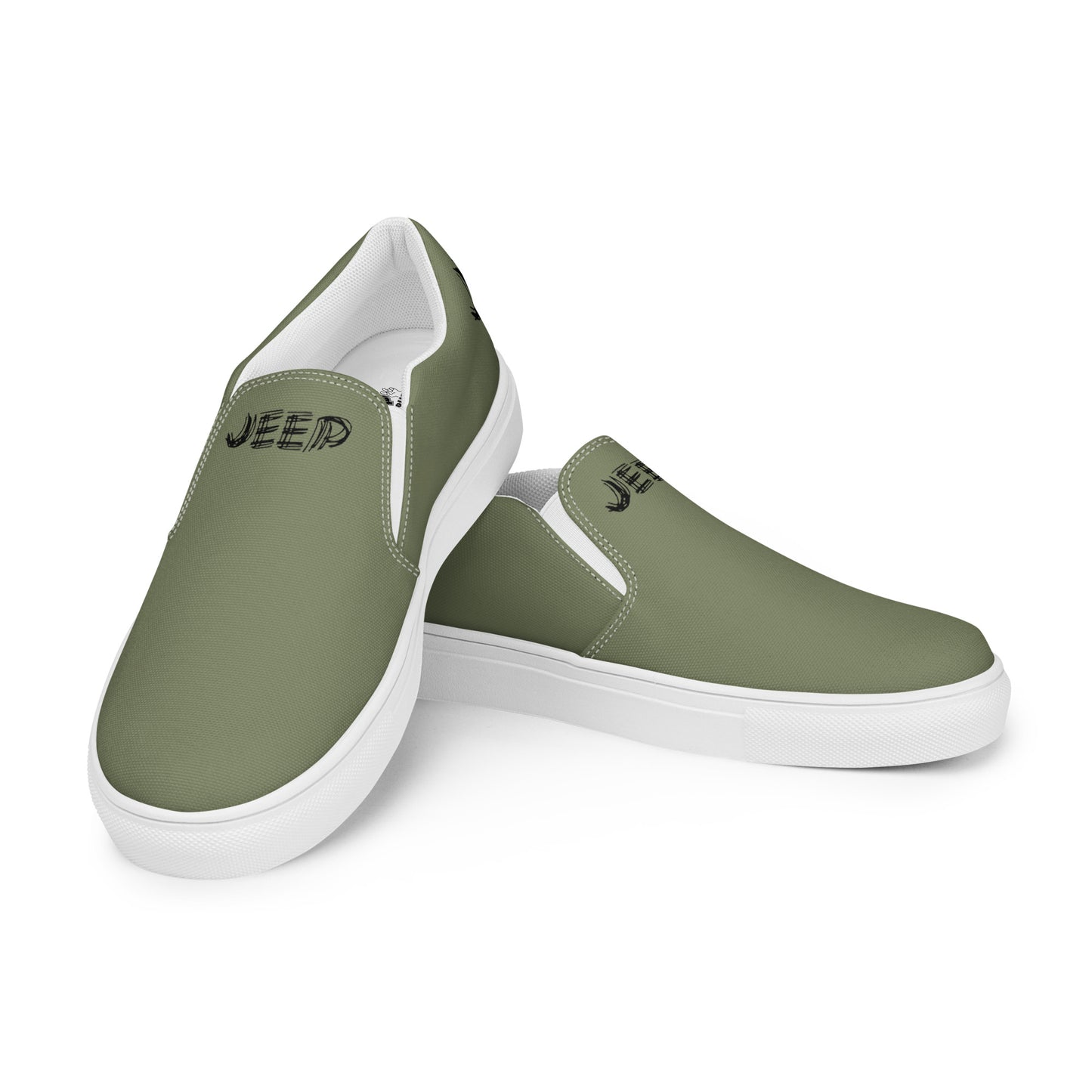 Tennis en toile Jeep sans lacets pour homme, couleur : verte