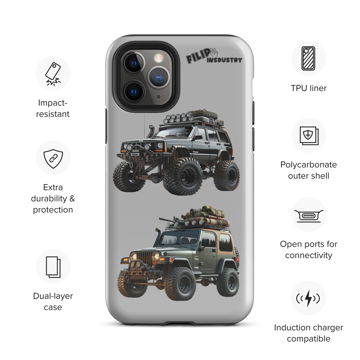 Coque d'iPhone® rigide pour Jeeper avec une TJ et un XJ