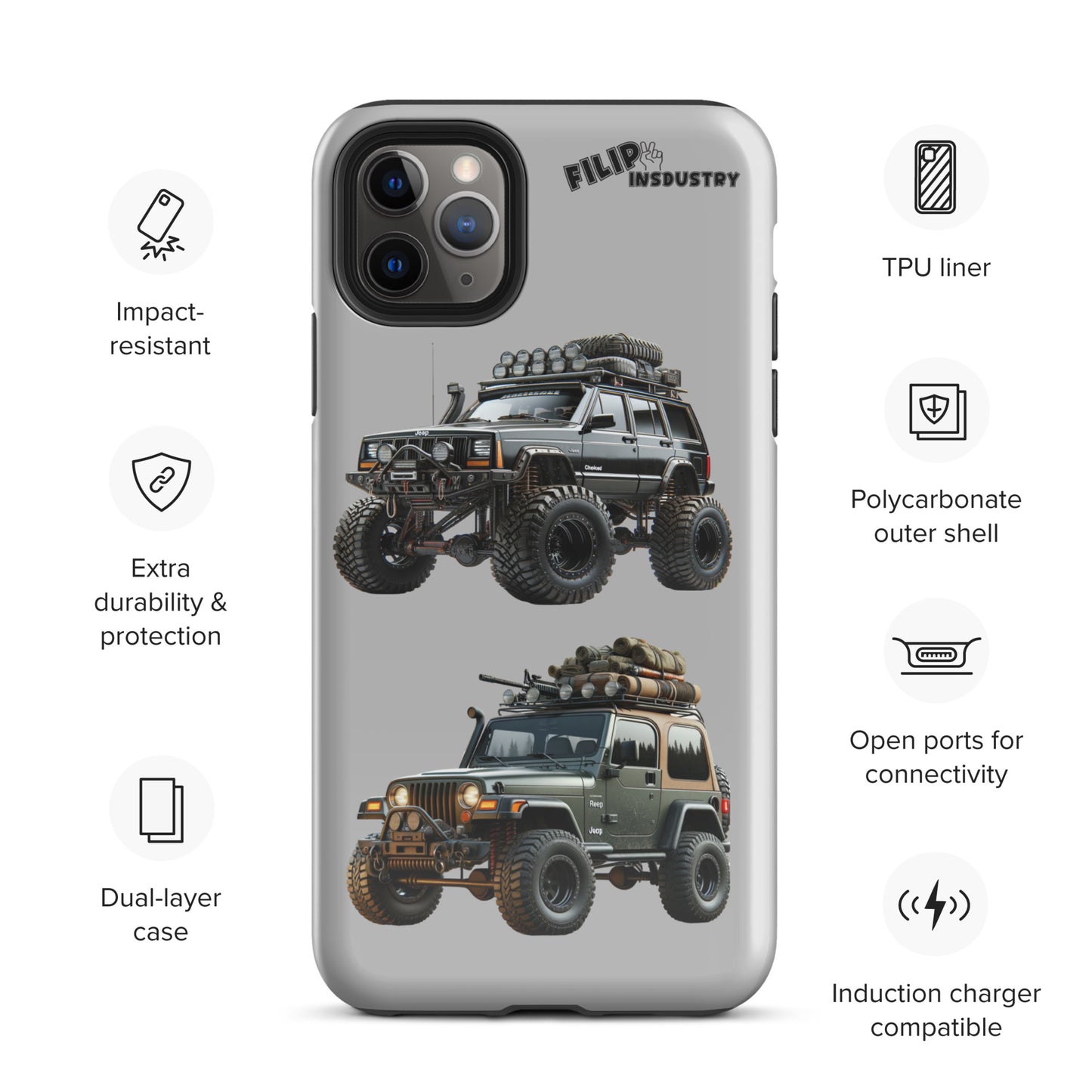 Coque d'iPhone® rigide pour Jeeper avec une TJ et un XJ