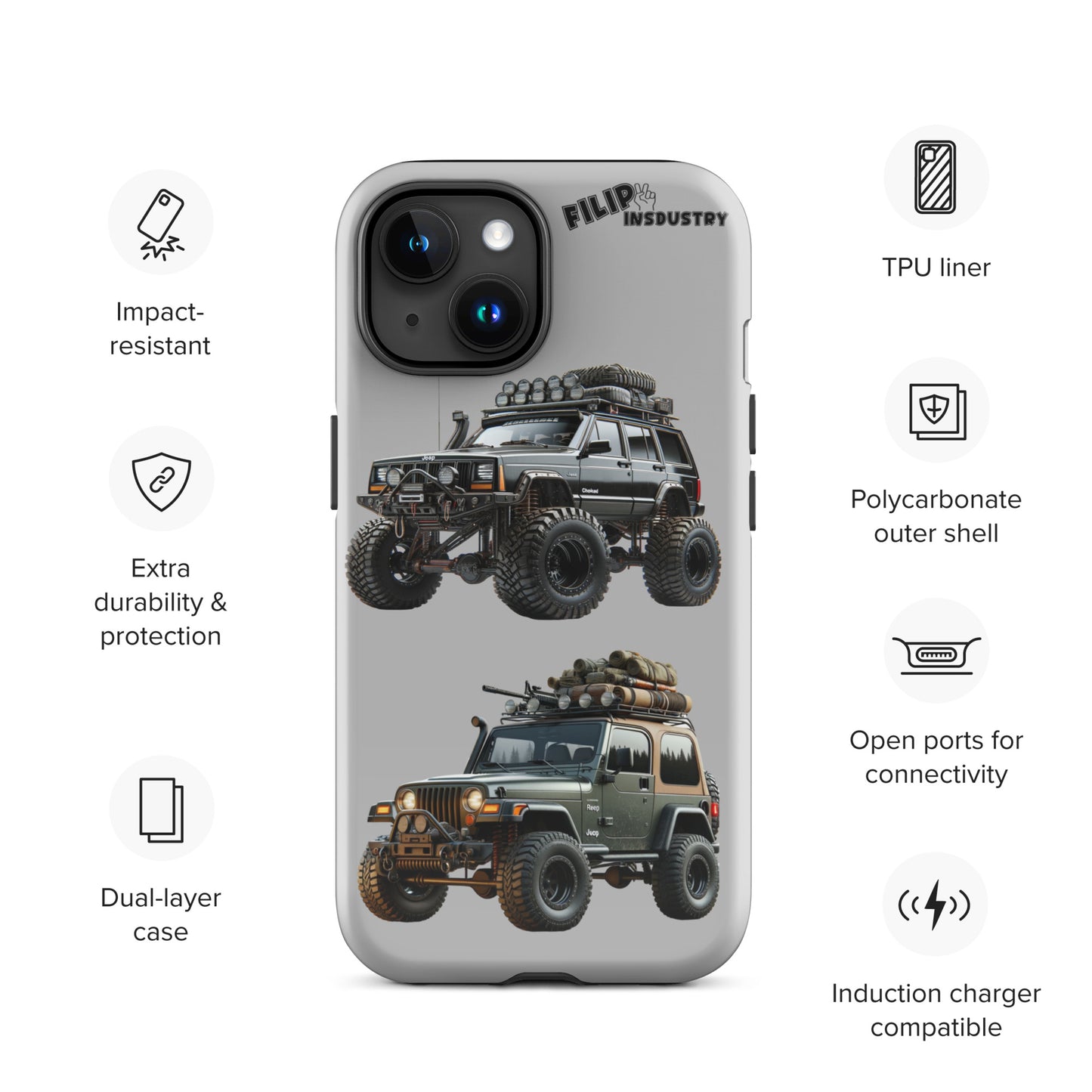 Coque d'iPhone® rigide pour Jeeper avec une TJ et un XJ