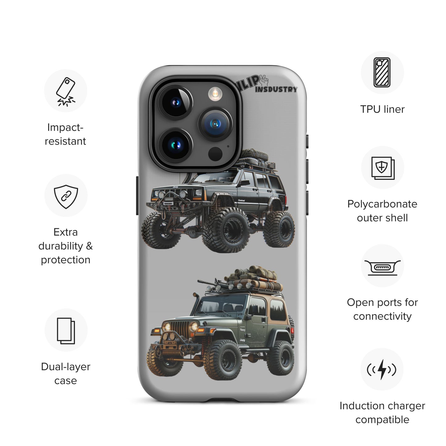 Coque d'iPhone® rigide pour Jeeper avec une TJ et un XJ